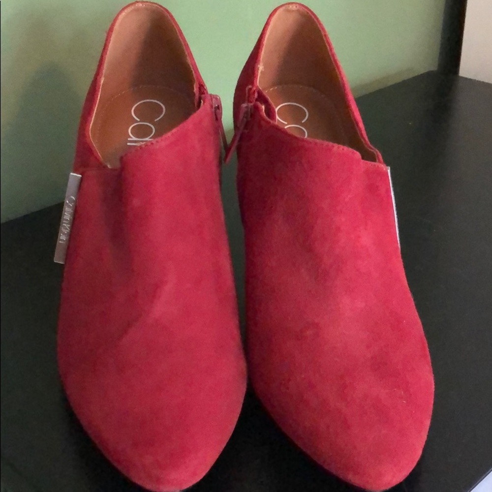 Calvin Klein red bootie heels